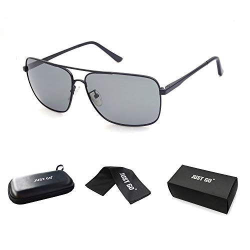 JUST GO Men Metal Frame Square Aviator Polarized Sunglasses, 100% UV Protection2