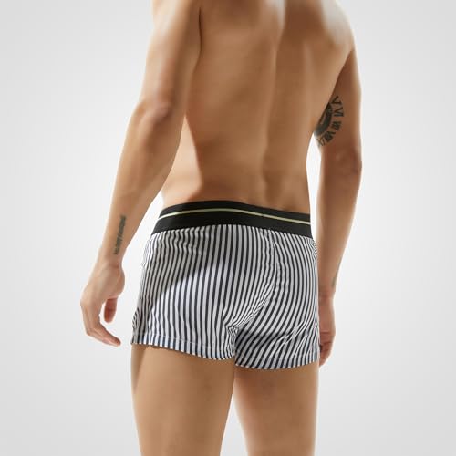 Mens Woven Boxers Shorts Relax Fit Stripe Boxer Briefs Loose Fit Knit Boxer Briefs2