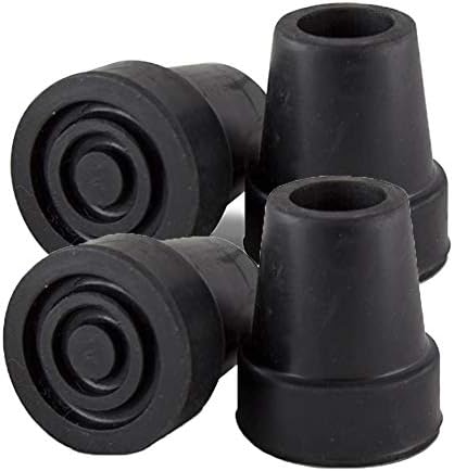 Sky Med 5/8" Shaft Round Handle, Curved Handle Cane Replacement Tip Black 4 CT