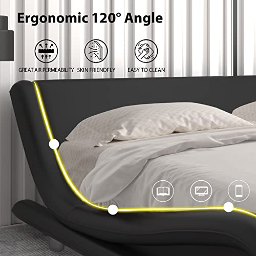 Einfach Platform Bed Frame with Ergonomic Adjustable Headboard