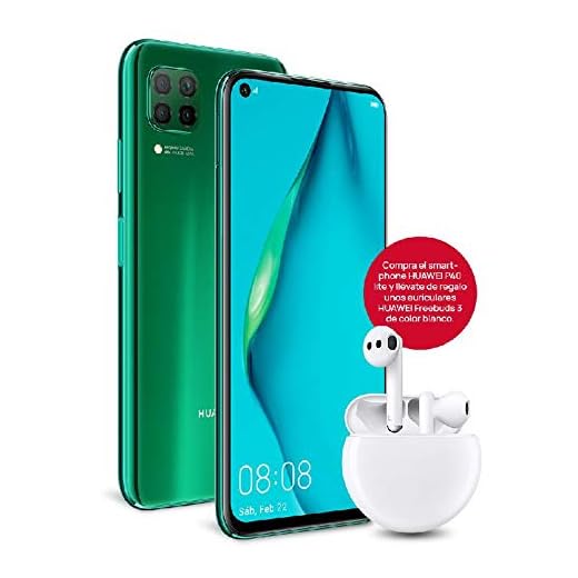 HUAWEI P40 lite - Smartphone con pantalla de 6.4" FullView (Kirin 810, 6GB de RAM, 128GB de ROM, Cuádruple cámara de 48MP,8MP,2MP,2MP), carga rápida de 40W, Batería de 4200 mAh, Auriculares Freebuds 3