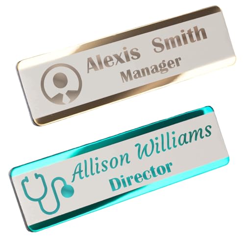 JCYIF Personalized Magnetic Name Tags Custom Pins Name Tags Color Engraved Metal Tags for Nurse Doctor Teacher