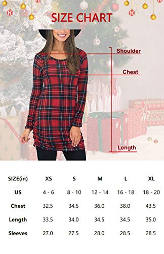 Women Flannel Plaid Shirt Dresses Long Sleeve Slim Fit Casual Ruched Christmas Plaid Tunic with Legging XL