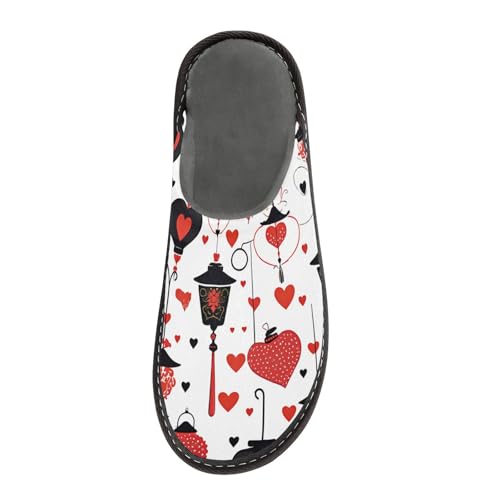JUNZAN Hearts and Lanterns Memory Foam Slippers for Women Men House Slippers for Bedroom Indoor2