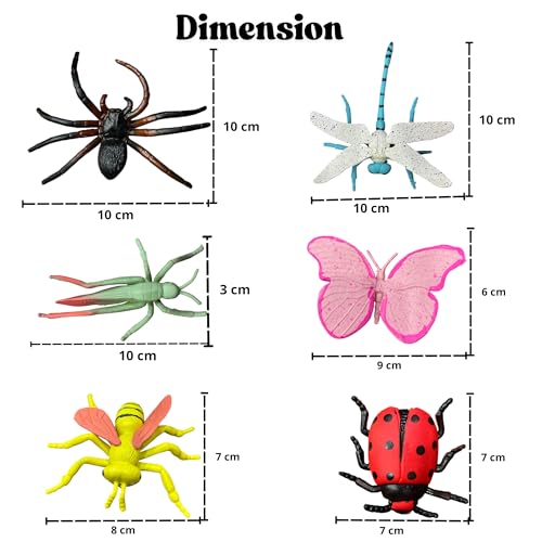 Image of ZESTHOME Mystical Insect Toy Set for Kids | Realistic Bug Figures with Butterfly, Bee, Spider, Grasshopper, Dragonfly & Ladybug | Educational & Learning Toys for Kids 3+ Years | 6-Piece
