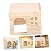POPETPOP Guinea Pig Hideout House Multi Chamber Wooden Hut for Small Animals Hamster House with Unique Design Safe and Easy to Chinchilla Hideout for Pet Cages