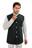 Shreyanvi Traditionelle indische Nehru-Jacke, Weste, für Hochzeiten und festliche Anlässe für Herren, Grün , 36