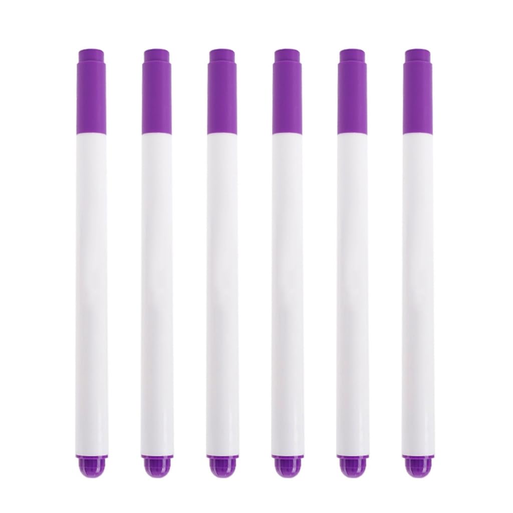 Gmbylby 1Mm Purple A 6Pcs Auto Fading Fabric Marker Pen Air Erasable With Fine Tip And Quick Dry For Sewing Tailoring