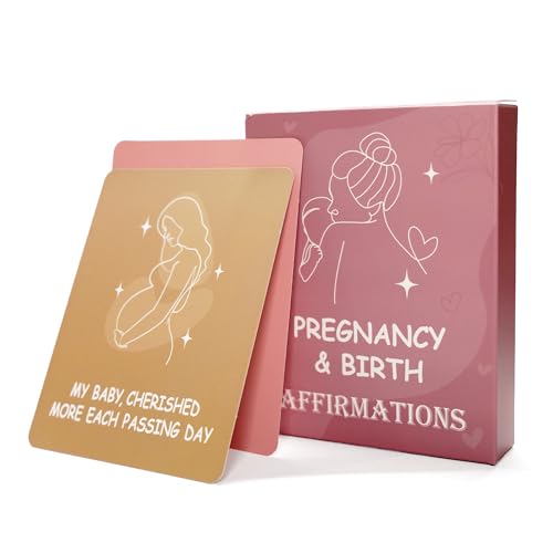Resolara Pregnancy & Postpartum Affirmation Cards - 50 Double-Sided Daily Affirmations for New Mom, Expecting Mother & After Birth - Baby Shower Gifts in Premium Tin Box