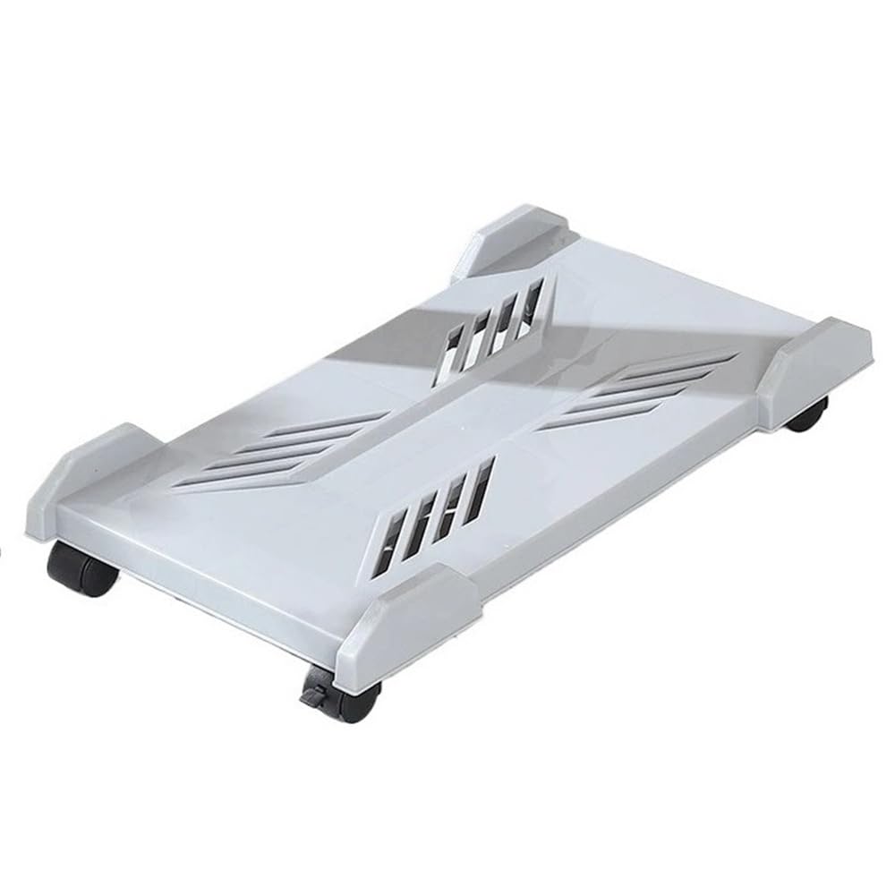 Soporte móvil para CPU con 4 ruedas debajo del escritorio, se adapta a la mayoría de carcasas de computadora de torre media, carrito duradero para una fácil movilidad y nización (gris)