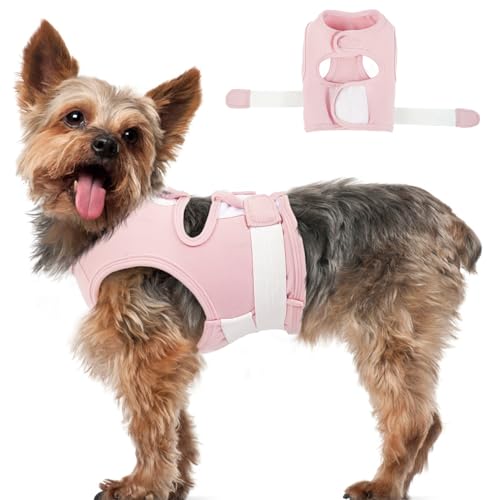 Image of MIGOHI Dog Anxiety Relief Jacket, Breathable Calming Shirt for Dogs, Soft Compression Vest for Storm, Fireworks, Separation - Dog Anxiety Calming Wrap Helps Stop Shaking & Barking, Pink M