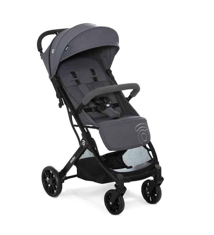 Asalvo KUBIC 2 Silla de paseo, Carrito Bebé, Ligera, Compacta, Plegado con una Mano, Ruedas Grandes, Amortiguación, Reclinable, Apta Cabina, SPF50+, Asa Trolley, Carga máxima 23 kg, Gris