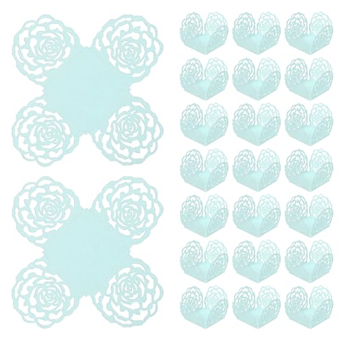 QUARKZMAN 25 PCS Involucri Per Tartufi 4x4 Pollici Forma Quadrata Involucri Per frittella Carta Forata Coppe Dessert Per Matrimoni Compleanni Azzurro Chiaro