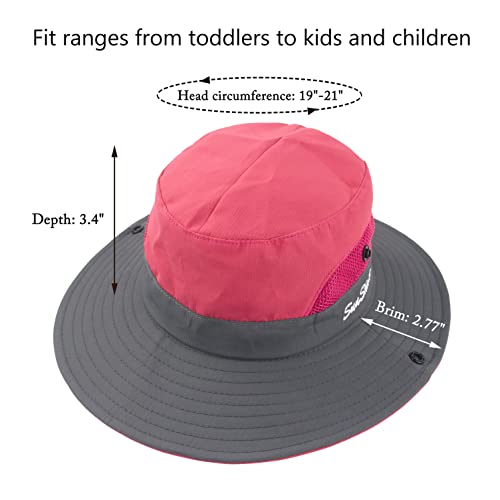 Mukeyo Toddle Child Kids Girl Summer Sun Hat Wide Brim Uv Protection Hats Foldable Ponytail Bucket Cap For Beach Fishing Watermelon Red #TOP2