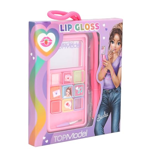 Depesche 10842 TOPModel - Lipgloss Set Beauty and Me Smartphone, mit 9 Lipglossen und Pinsel, mit Erdbeer Duft