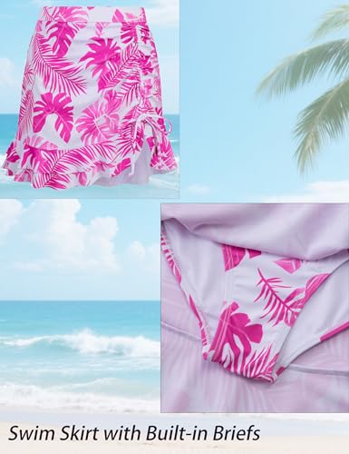 Image of DAXIANG Teens Girls Two Piece Swimsuit Modest Ruffle Skirt Bathing Suit Adjustable Straps Tankini Sets with Padded Size 7-16