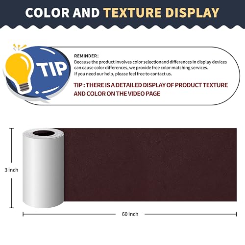 Image of ONine Leather Repair Tape 3X60 Inch Patch Leather Adhesive For Sofas, Car Seats, Handbags, Jackets,First Aid Patch (Mulberry)