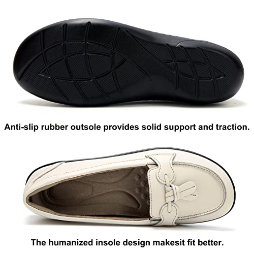 Image of Maichal Loafers for Women Slip On Comfort Leather Tassel Dress Shoes