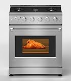 SIMOE 30 Inches Gas Range Stove with 5 Sealed Burners, 4.55 Cu.Ft. Capacity Convection Gas Oven with 6 Cook Functions, Slide-In Range in Stainless Steel, Heavy Duty Cast Iron Grates