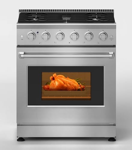 SIMOE 48 Inches Professional Slide-In Gas Range Freestanding with 6 Various Output Burners & Infrared Burner, Oven Convection with 7 Functions & 2 Storage Drawer & CSA Certification, Stainless Steel