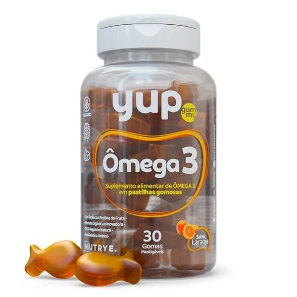 Yup Gummy Ômega 3 Vegetal – Ômega 3 ALA do Óleo de Linhaça – Gomas Sabor Laranja – Para Toda a Família – Nutrye
