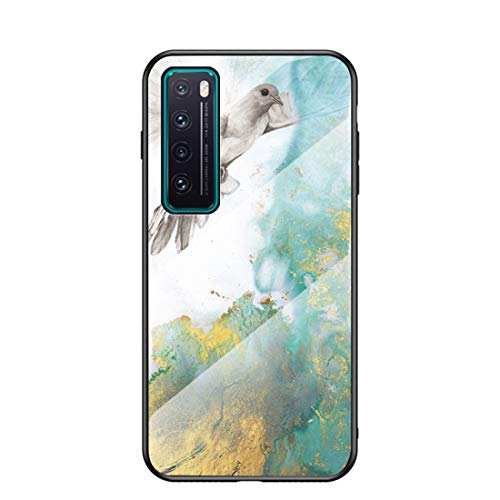 MadBee Funda para Huawei Nova 7 [con Protector de Pantalla],9H Cristal Templado [Mármol] [Resistente a los Arañazos] + Borde de TPU Silicona Suave Fundas Case Cover (Mármol 2)