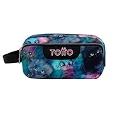 TOTTO - Estuche Escolar 3 Compartimentos, Estampado Kitten Multicolor