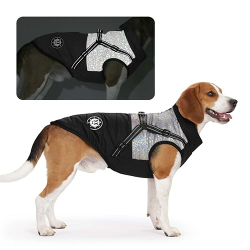 LUOWAN Hundemantel für kleine Hunde, Hundemantel mit Geschirr, Reflektierende Outdoor-Hundeweste, Winter Hundejacke für Katzen, Welpen, kleine, mittlere Hunde