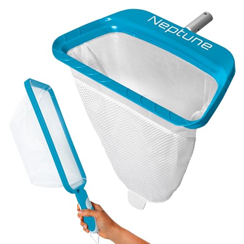 The Skimmie Neptune Net & Swim-N-Scoop Feinmaschiges Pool-Skimmer-Netz – Deep-Bag Laubbesen für Pools, Spas, Springbrunnen & Kalttaucher – Handabschäumer für Oberflächen- und Bodenreinigung *Stange