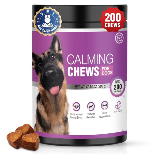 Image of Calming Chews for Dogs 200pc Dog Calming Treat and Bites with Melatonin - Calm Treats for Dogs Melatonin Puppy Sleep Aid Calm Dog with Noise,Thunder,Barking,Separation,Chewing