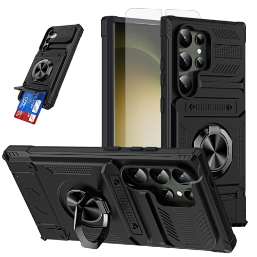 Coque Samsung S25 Ultra avec porte-carte et anneau de support intégré