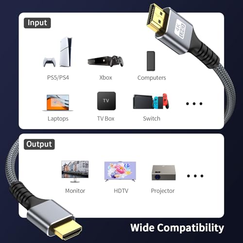 Image of 4k Hdmi Cable 40ft Ultra High Speed HDMI 2.0 Cable 4K@60HZ 3D ARC Gold Plated Connector Ethernet Audio Video Return HDMI Cord for UHD TV Monitor Laptop Xbox PS4 /PS5 Roku TV ect.(Silvery)