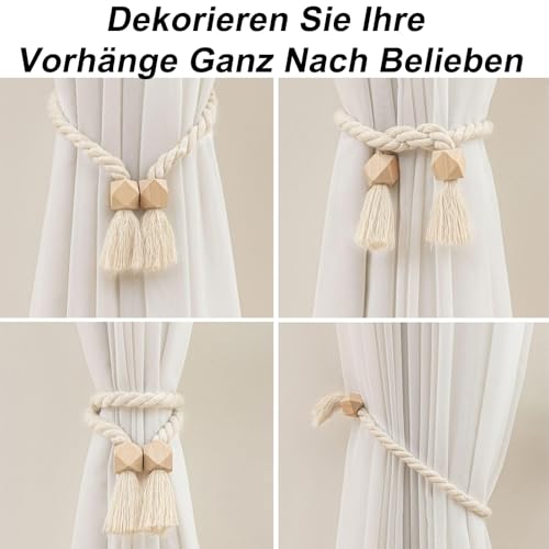 Magnetische Vorhang Raffhalter 2 Stück, Raffhalter für Vorhänge Gardinenhalter Baumwolle Seil Curtain Rope Buckle, Vorhangbinder Gardinen Raffhalter für Zuhause Schlafzimmer Büro Dekorativer Vorhang