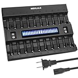 MIEKLALE 20+2 Bay AA AAA Battery Charger with Smart LCD Display Fast Charging for AA AAA NiMH NiCd & 9V Rechargeable Batteries, 2 Separate Charging Slot for 9V Batteries