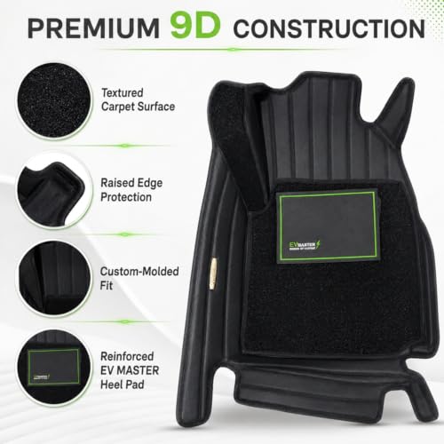 Image of EV MASTER 9D Car Floor Mats for MG Windsor EV Hybrid (2026 Onwards) Complete Set | Anti Slip Full Coverage Premium Luxury Car Floor Mats | Washable Waterproof All Weather