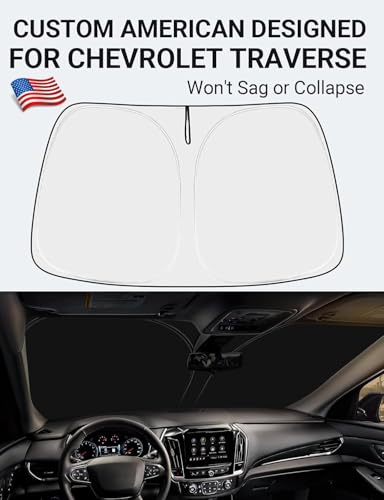 Image of Proadsy 2026 Upgrade Front Windshield Sun Shade Foldable Sunshade Protector Custom Fit 2018-2023 Traverse LS, LT, RS, Redline, Premier, High Country SUV Accessories
