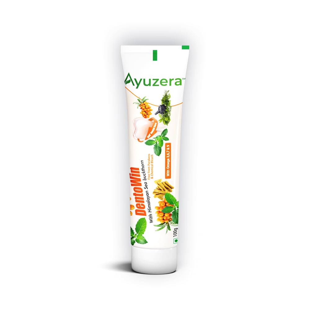 Ayuzera DentoWin Ayurvedic Herbal Gum Care Toothpaste with Himalayan Seabuckthorn, Tulsi and Neem, Teeth Whitening - Natural Formula, No Fluoride(100gm, Pack of 1) (B0D22XQY3H) Amazon Price History, Amazon Price Tracker