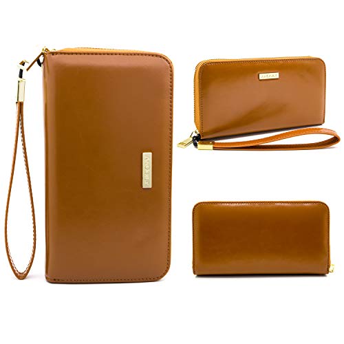 ANDOILT Genuine Leather Wallet for Women Men RFID Blocking Credit Card Holder Zipper Purse Cell Phone Handbag4