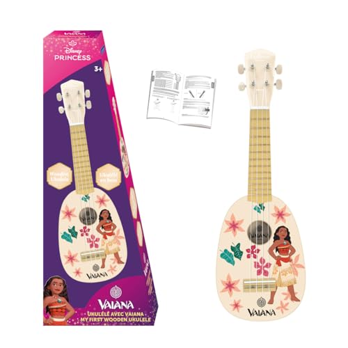 Ukelele Vaiana Lexibook de madera para evitar cuerdas duras niños