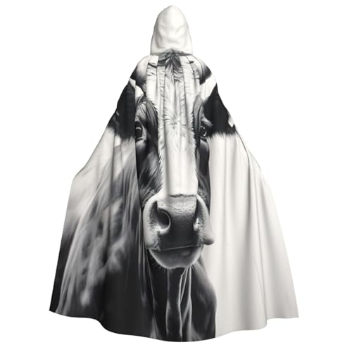 Cape à capuche imprimé vache adulte pour festival et carnaval