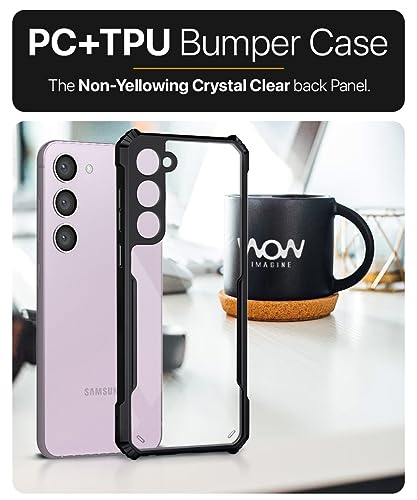 Image of WOW IMAGINE Shock Proof Clear Protective Back Cover Case for Samsung Galaxy S23 5G | AirEDGE Technology | Full Device & Camera Protection | Poly Carbonate + TPU Transparent Back Case - Black