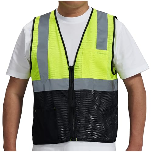 Image of AYKRM 2 Pocket Mesh High Visibility Reflective Safety Vest for men & Women ANSI /ISEA 107 Standards