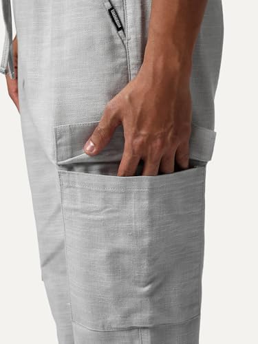 Image of Urbano Fashion Men's Straight Fit Linen Cargo Pants with 6 Pockets