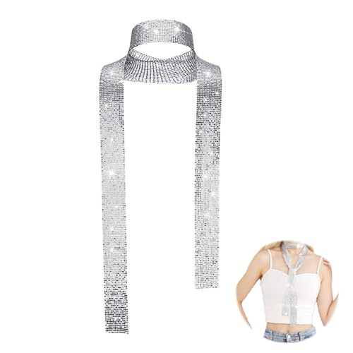 Diffaxy Bufanda Plateada con Lentejuelas Metálicas, Bufanda
