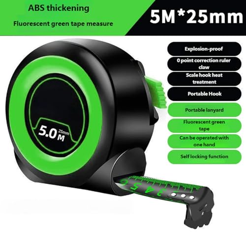 Cinta métrica fluorescente pesada 5 m con ABS y acero miniatura 5