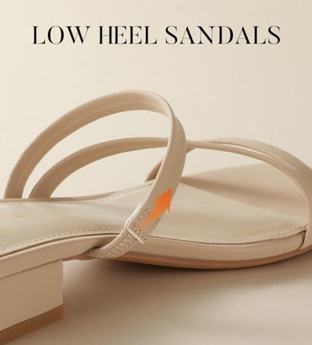 Ankis Black Nude White Strappy Heels Women 1 Inch Low Chunky Block Heel Heeled Sandals Square Open Toe Slip On Slides Mules4