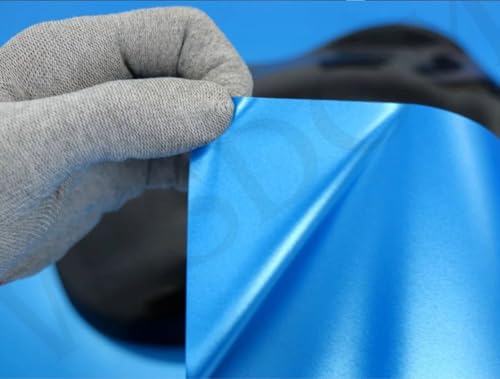 Image of WISDOM Ocean Blue Metallic Vehicle Wrap Vinyl Matt Finish Easy Apply Air-Release Weatherproof DIY Car & Motorcycle (Ocean Blue Metallic, 20 Inch X 17 Feet)
