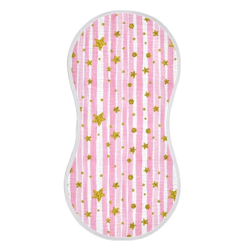 xigua Watercolor Gold Stars Muslin Baby Burp Cloths Set of 2, Super Soft & Absorbent Burping Rags, Cotton Burp Clothes Shower Gift for Newborn, Baby Girls and Boys