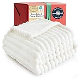 Bedsure GentleSoft White Throw Blanket for Couch - Cozy Blanket for Women, Cute Fleece Throw for Girls, Christmas Birthday Gifts for Women Men Teen, Room Home Boho Fall Decor, Off White, 50x60 Inches