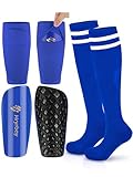 Hryrbay Espinilleras de fútbol para niños con mangas y calcetines para niños de 3 a 16 años, color